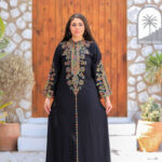 Midnight Black Bohemian Abaya - Vibrant Multi-Color Embroidery
