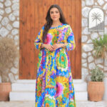 Vibrant Summer Splash Floral Jalabiya - Multi-Color Art Print